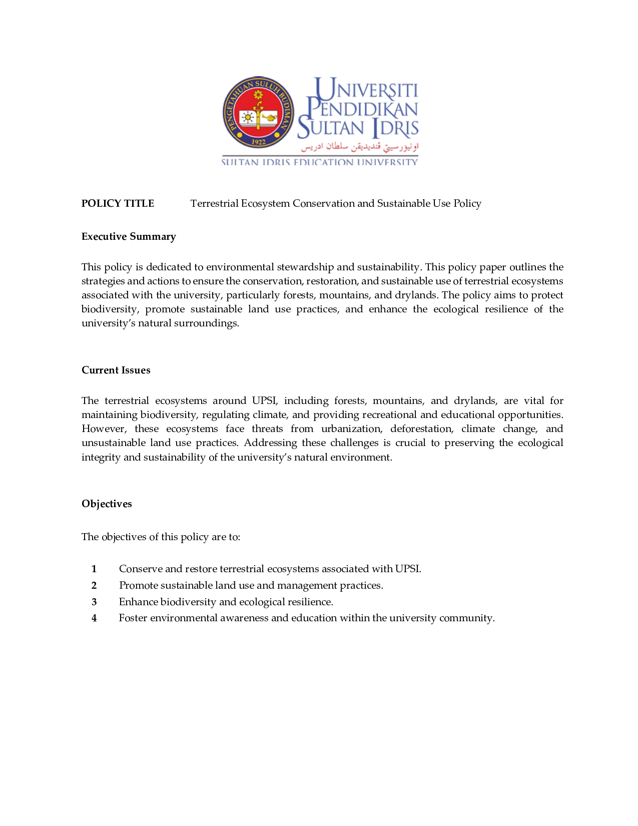 Terrestrial Ecosystem Conservation and Sustainable Use Policy_page-0001